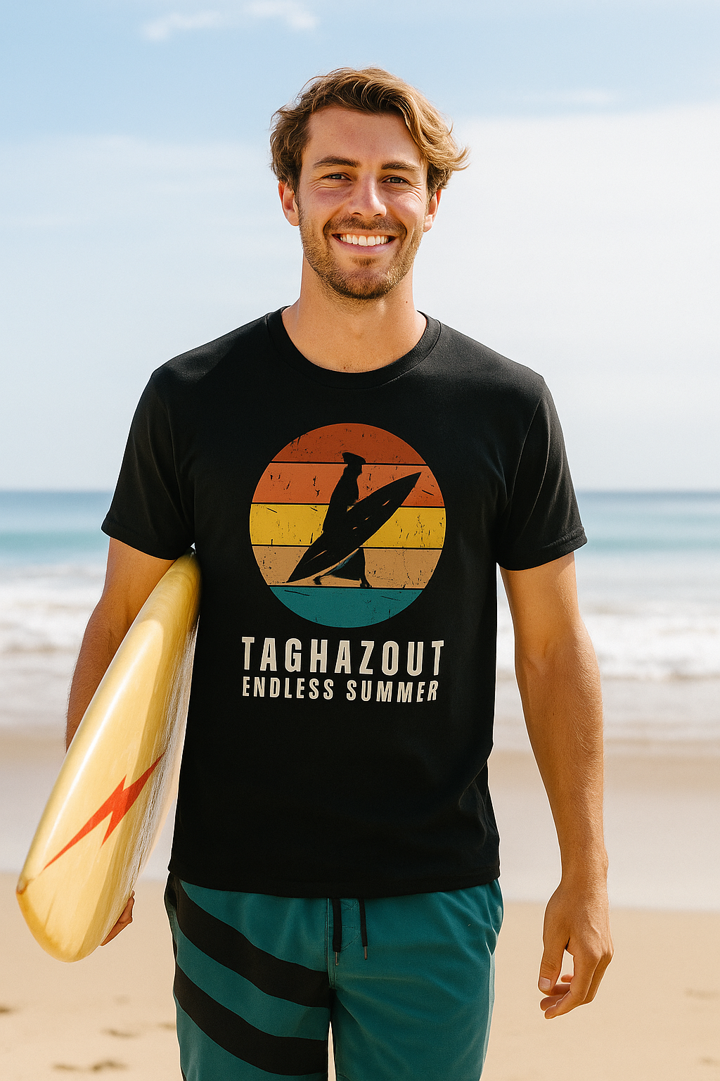 Bladi Series -Heavyweight Unisex Crewneck T-shirt | Morocco - Taghazout Dark