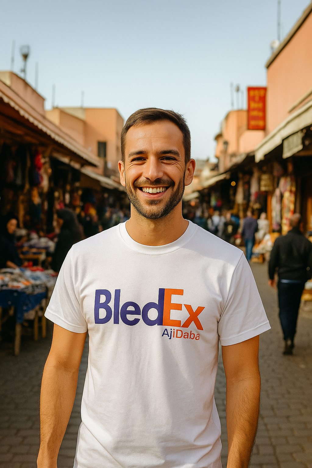 Bladi Series -Heavyweight Unisex Crewneck T-shirt | Morocco - Bledex Simple Light