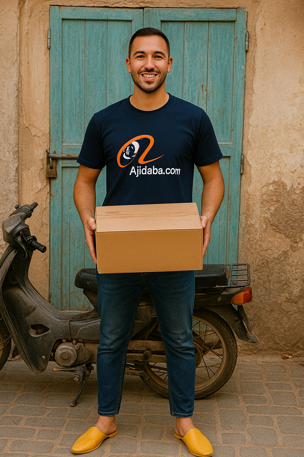 Bladi Series -Heavyweight Unisex Crewneck T-shirt | Morocco - Ajidaba Dark